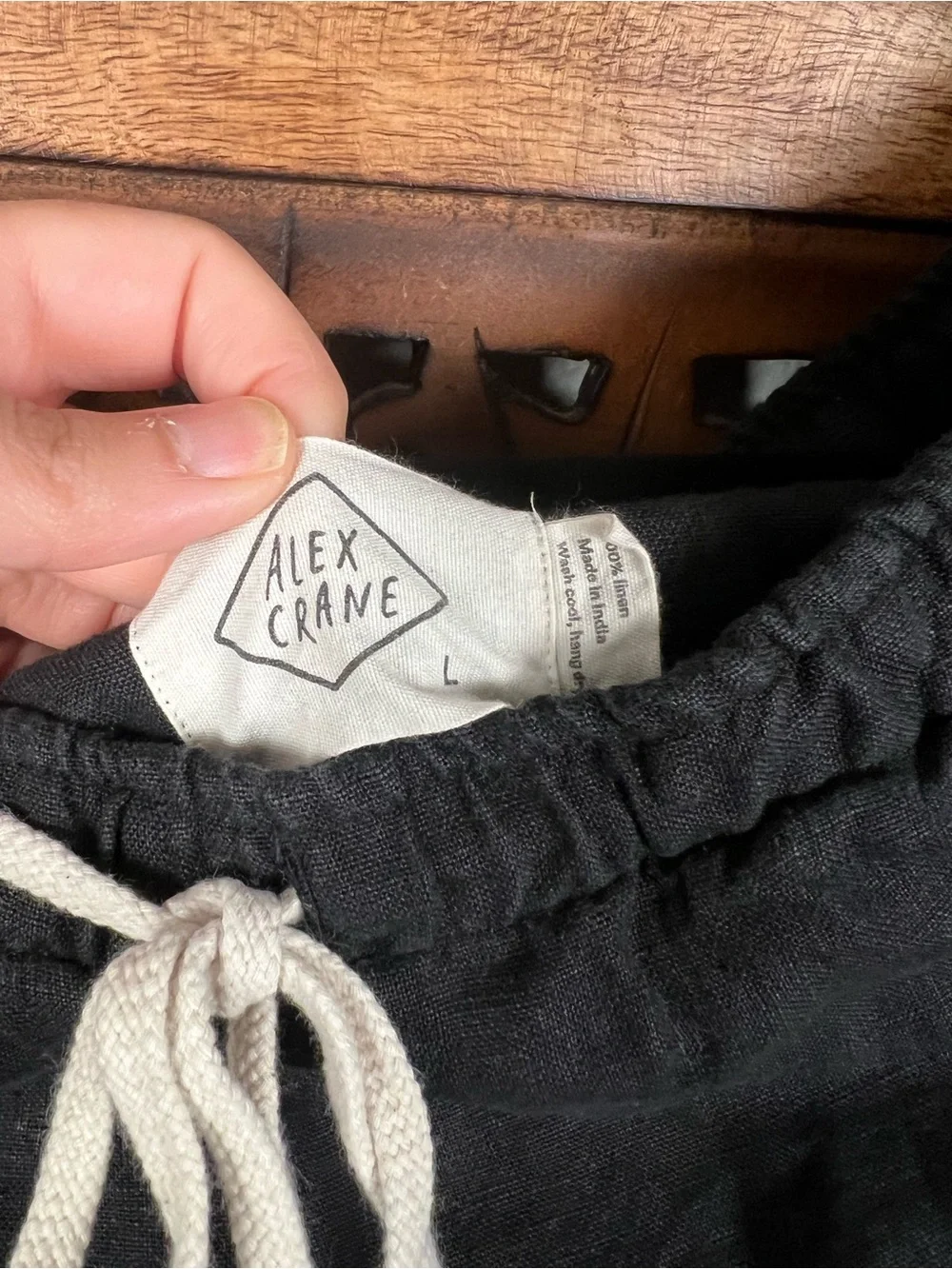 Alex Crane ‘Bo’ Black Drawstring Linen Shorts